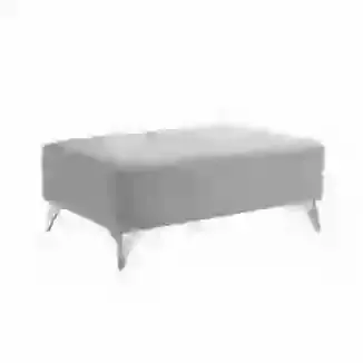 Contemporary Fabric Upholstered Footstool and Chrome Feet